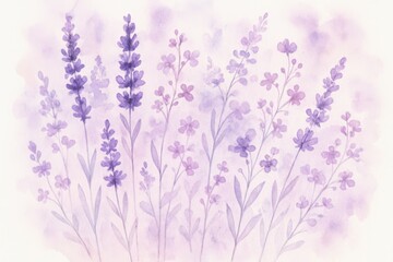 Naklejka premium Dreamy watercolor lavender bouquet with purple wildflowers arrangement
