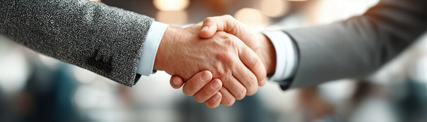 Partnership signing executive handshake for business growth in modern office perspective