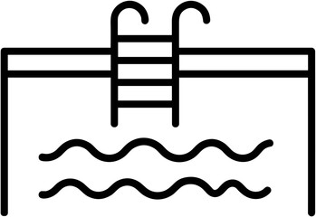 Swimming pool with ladder and water waves in minimalist design  