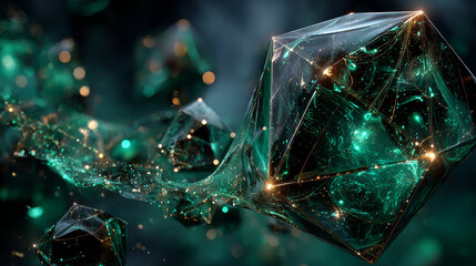 abstract faceted emerald green background