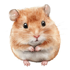 watercolor of Hamster Close Up, vector, isolated on a white background.