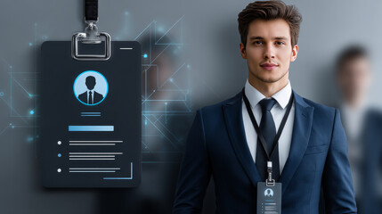 Concept of identification (ID) icon, graphic key Future year 2021 in the hands of the businessmen to unlock the business login