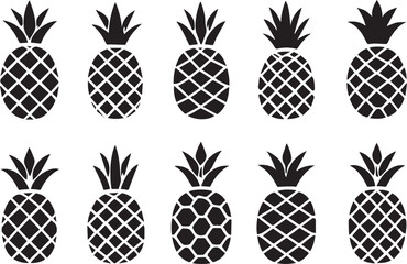 Pineapple Icon – Editable Vector, Flat Style Tropical Fruit Symbol

