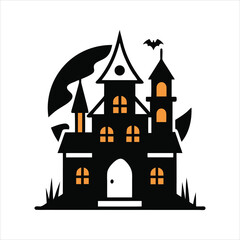Spooky Haunted House Minimalist Icon Design