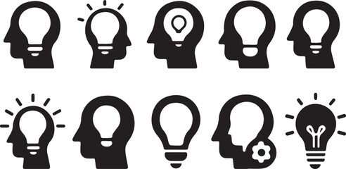 Mind Bulb Icon – Editable Vector, Flat Style Creative Idea Symbol
