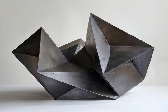 A Vorticist sculpture crafted from steel and other industrial materials, embodying the ethos of the Machine Age. Angular forms and sharp edges define the sculpture's minimalist design