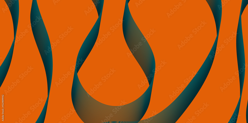 Poster Violet and red orange color effect modern and futuristic glowing line geometric curve shape with blend effect texture background, abstract color flowing wave with stylized blended line art background.