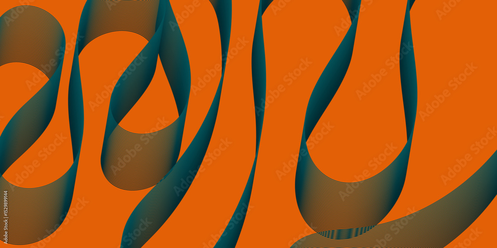 Poster Violet and red orange color effect modern and futuristic glowing line geometric curve shape with blend effect texture background, abstract color flowing wave with stylized blended line art background.