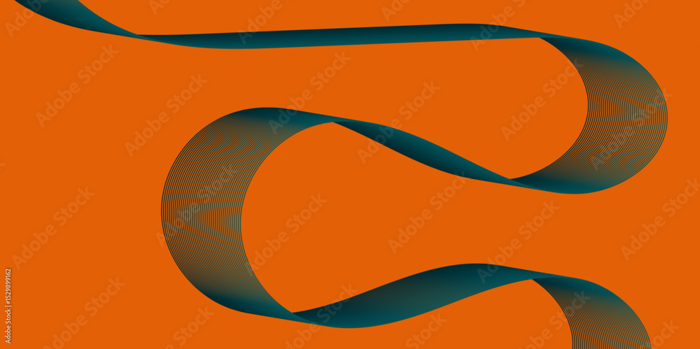 Poster Violet and red orange color effect modern and futuristic glowing line geometric curve shape with blend effect texture background, abstract color flowing wave with stylized blended line art background.