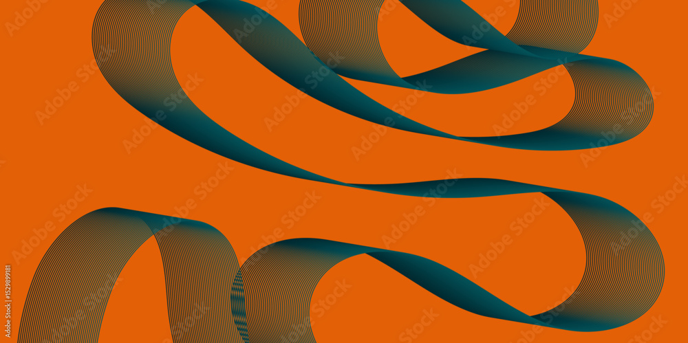 Poster Violet and red orange color effect modern and futuristic glowing line geometric curve shape with blend effect texture background, abstract color flowing wave with stylized blended line art background.