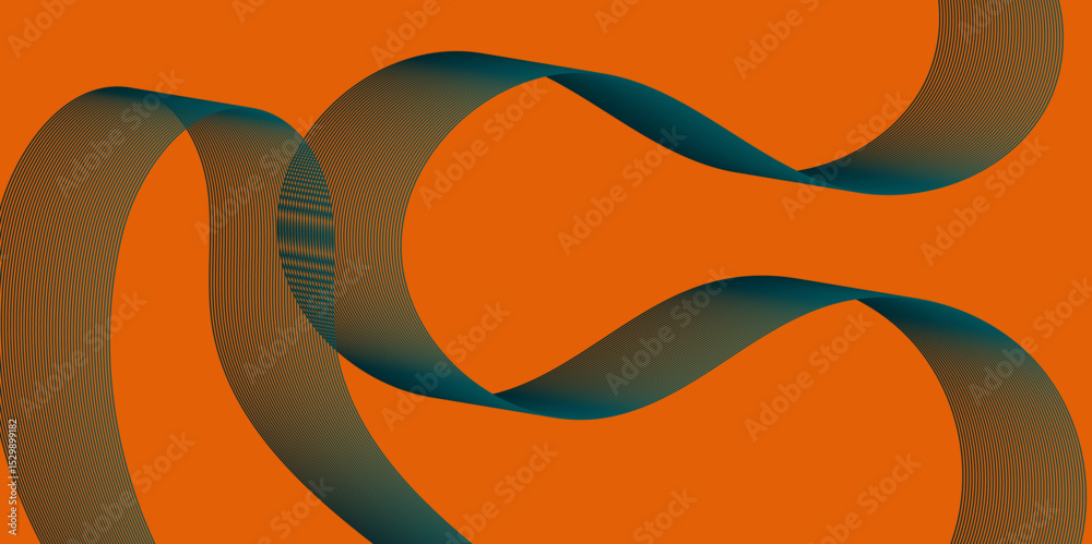 Poster Violet and red orange color effect modern and futuristic glowing line geometric curve shape with blend effect texture background, abstract color flowing wave with stylized blended line art background.