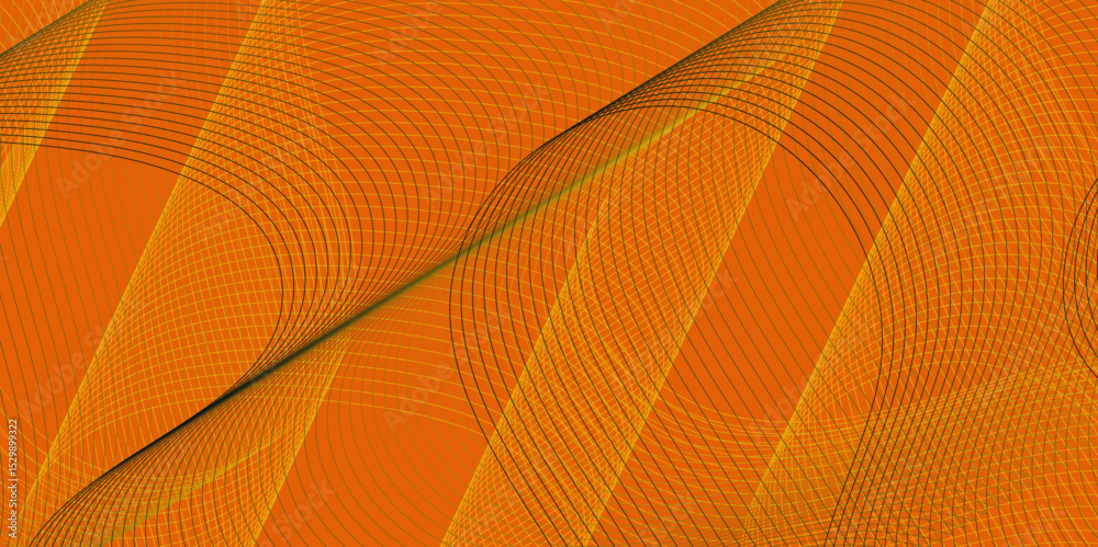 Poster Abstract color flowing wave with stylized blended line art background, violet and red orange color effect modern and futuristic glowing line geometric curve shape with blend effect texture background.