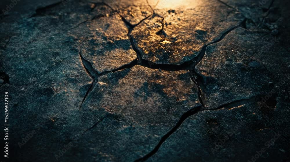 Poster a close-up view of a crack in the earth's surface, potentially indicating geological activity or ero