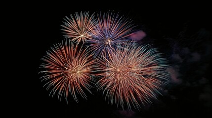 Vibrant Fireworks Illuminate Night Sky Celebrating Festive Fourth of July Event