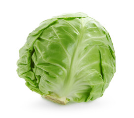 Whole fresh green cabbage isolated on white