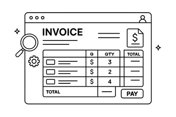 Fototapeta premium Online invoice interface with financial data table and payment option