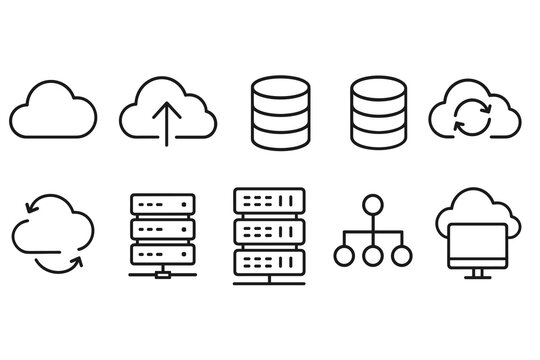 Cloud computing and data storage icon set