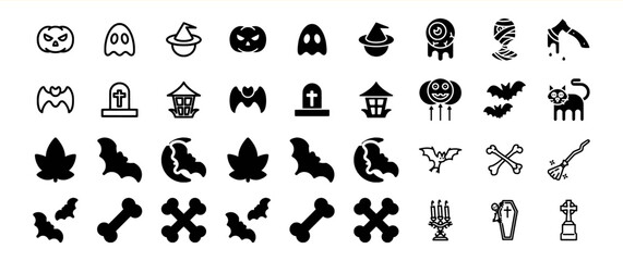 Halloween Icon Set: A Collection of 48 Spooky and Festive Icons