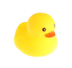 One cute rubber duck isolated on white