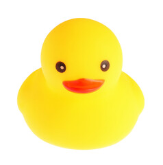 One cute rubber duck isolated on white