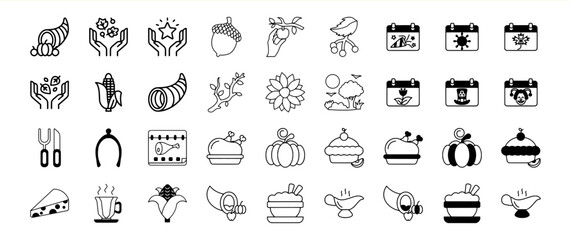 Thanksgiving and Autumn Icon Set: A Collection of Fall Harvest Symbols