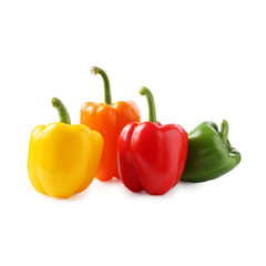 Ripe colorful bell peppers isolated on white