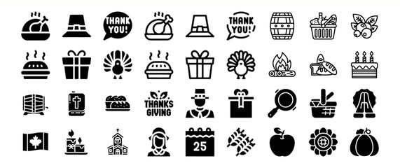 Thanksgiving Icons: A Collection of Festive Symbols and Elements