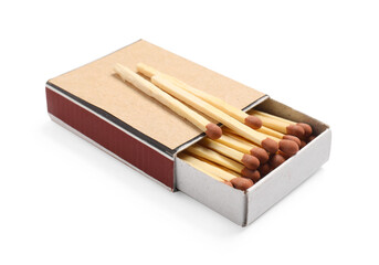 Matches with brown heads and box isolated on white