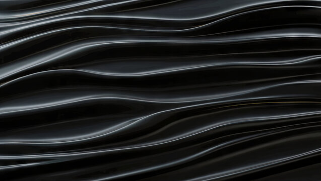 Curved lines create a sense of movement across the monochromatic black surface, adding subtle depth and elegance to the overall aesthetic experience in a modern setting