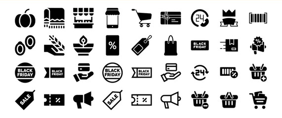 Black Friday Sale Icons: Shopping, Discounts, and More