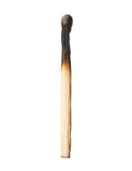 One burnt match isolated on white. Tool for starting fire