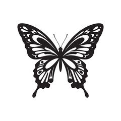 Elegant Black Butterfly Silhouette with Intricate Wing Details