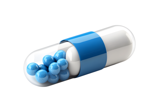 drug or pill blue and white realistic 3d isolated on white background PNG.