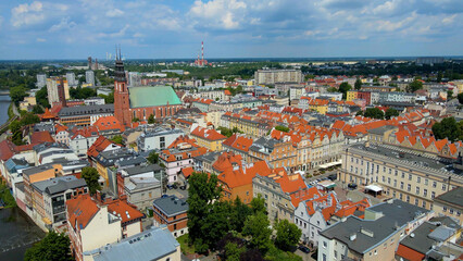 city ​​architecture europe drone flyover old town Opole Poland