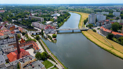 city ​​architecture europe drone flyover old town Opole Poland