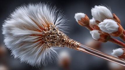 Cotton swab with absorbent wool buds on plastic flexible stick vector illustration. 3d realistic medical, makeup or hygienic tool, toiletry to clean skin, ear and nasal canal isolated on white