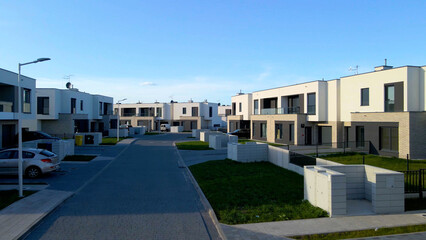 Modern area houses streets townhouse nature city