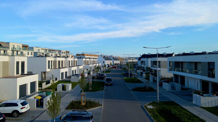 Modern area houses streets townhouse nature city