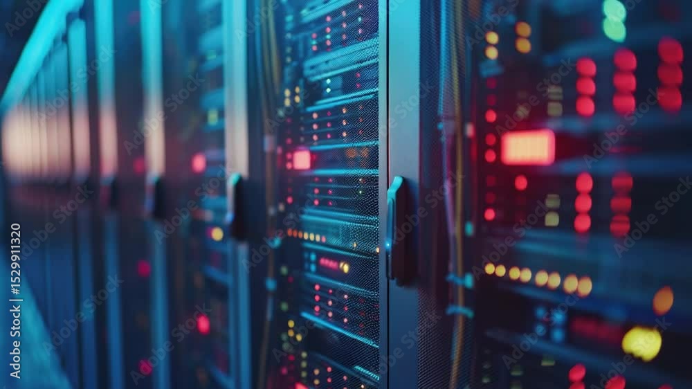 Aufkleber Servers stacked in a data center room, ideal for IT projects and business use