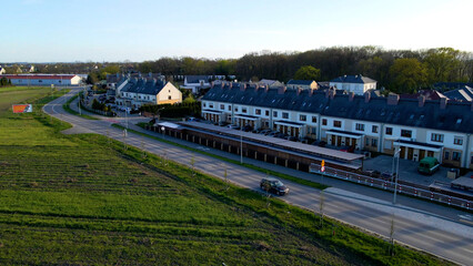 Modern area houses streets townhouse nature city
