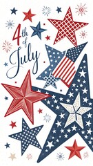 4th of July Celebration Design with Stars 