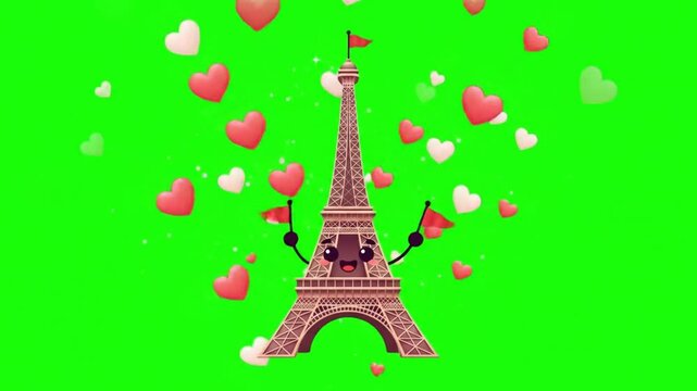 Animated eiffel tower cartoon character