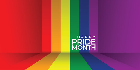 Celebrate lgbt pride month with colorful rainbow pride background for banner, greeting card, poster, web banner, social media