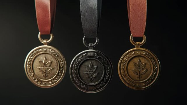 Medal collection on dark background