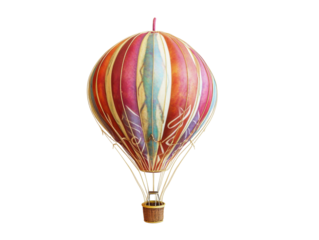 Ornate hot air balloon against a black backdrop.
