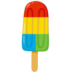 Colorful yummy ice cream on white isolated background. Tastes of different fruits and berries. Summer fresh.