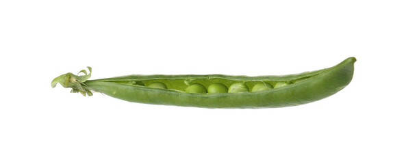 Fresh green peas in pod isolated on white