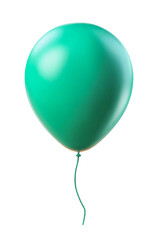 Single Green Latex Balloon with String on Transparent Background