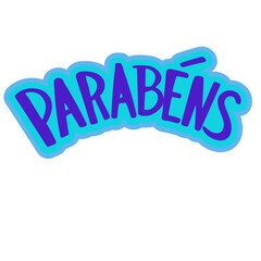 Parabéns lettering em azul e roxo