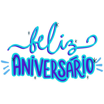 Feliz anivers&aacute;rio feito a m&atilde;o lettering